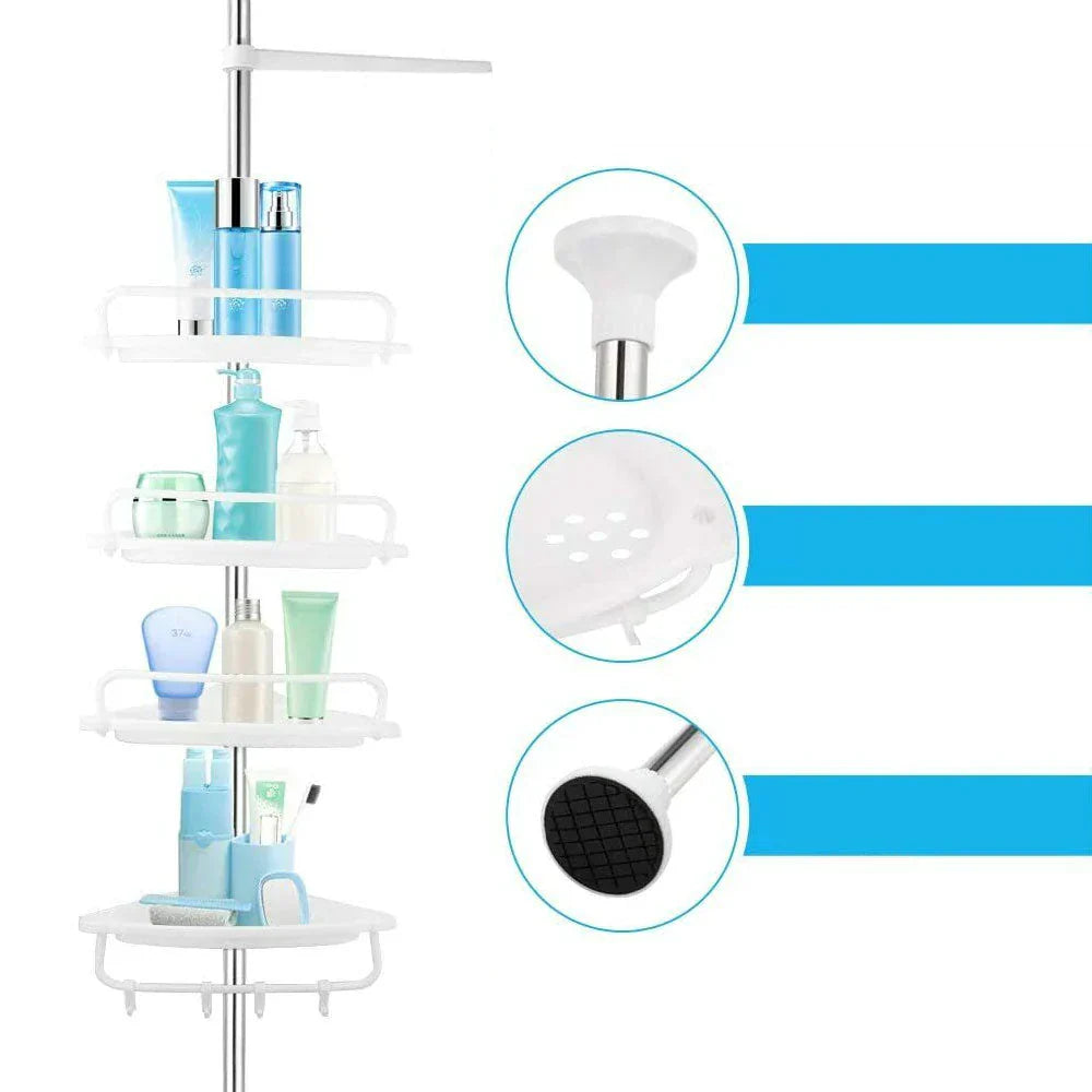 Telescopic Shower Rack with 4 Shelves – VertiRack-State of Style