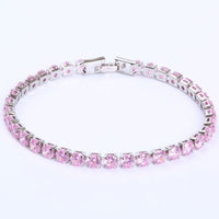 Tennis Necklace and Bracelet Set | Elegant Women's Jewellery-Silver-Pink-17cm-State of Style