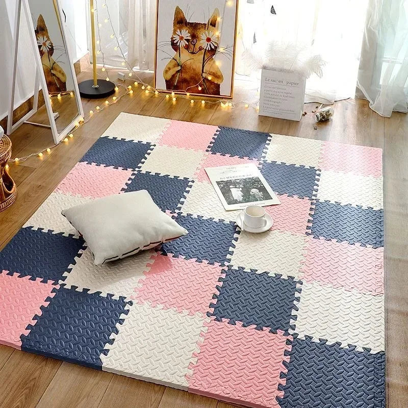 Thick Baby Play Mat – SquishyPlay-White Grey Cyan-State of Style