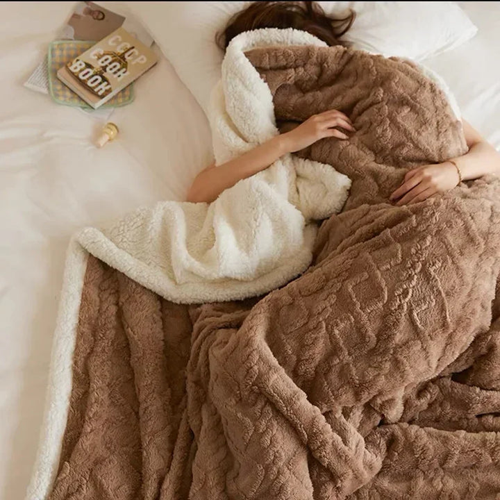 Thick Winter Lambswool Blanket - WarmWool-Dark Brown-70x100cm-State of Style