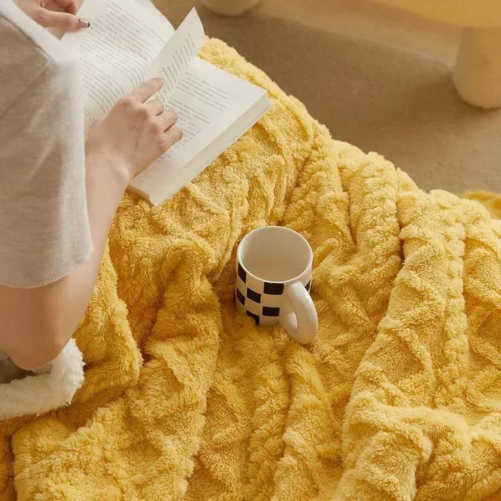 Thick Winter Lambswool Blanket - WarmWool-Yellow-70x100cm-State of Style