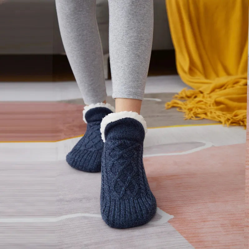 Thickened Cashmere Slippers - CozySteps-Dark Blue-2-8-State of Style