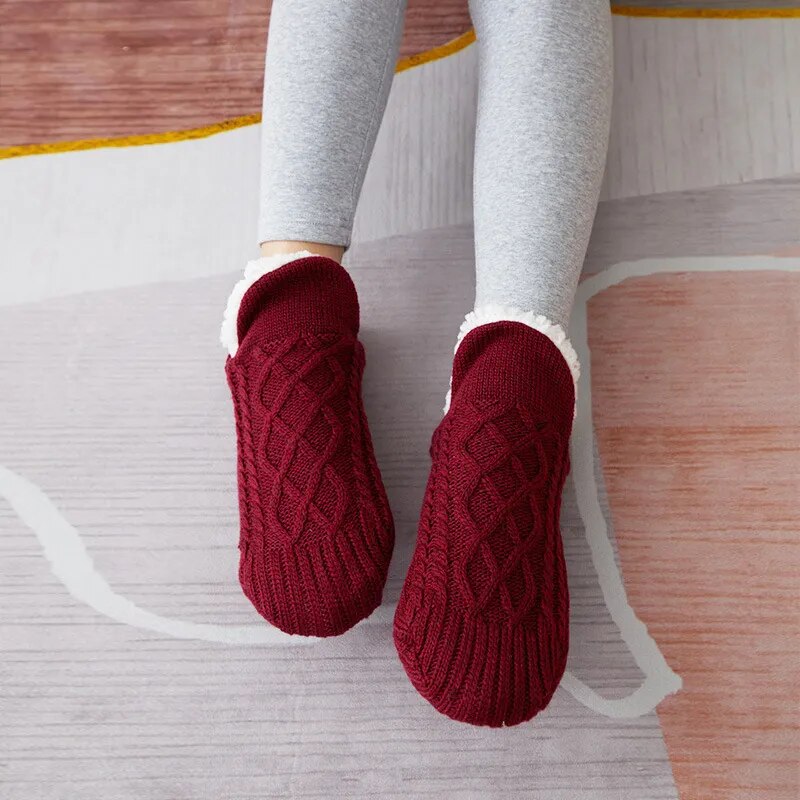 Thickened Cashmere Slippers - CozySteps-Red-2-8-State of Style