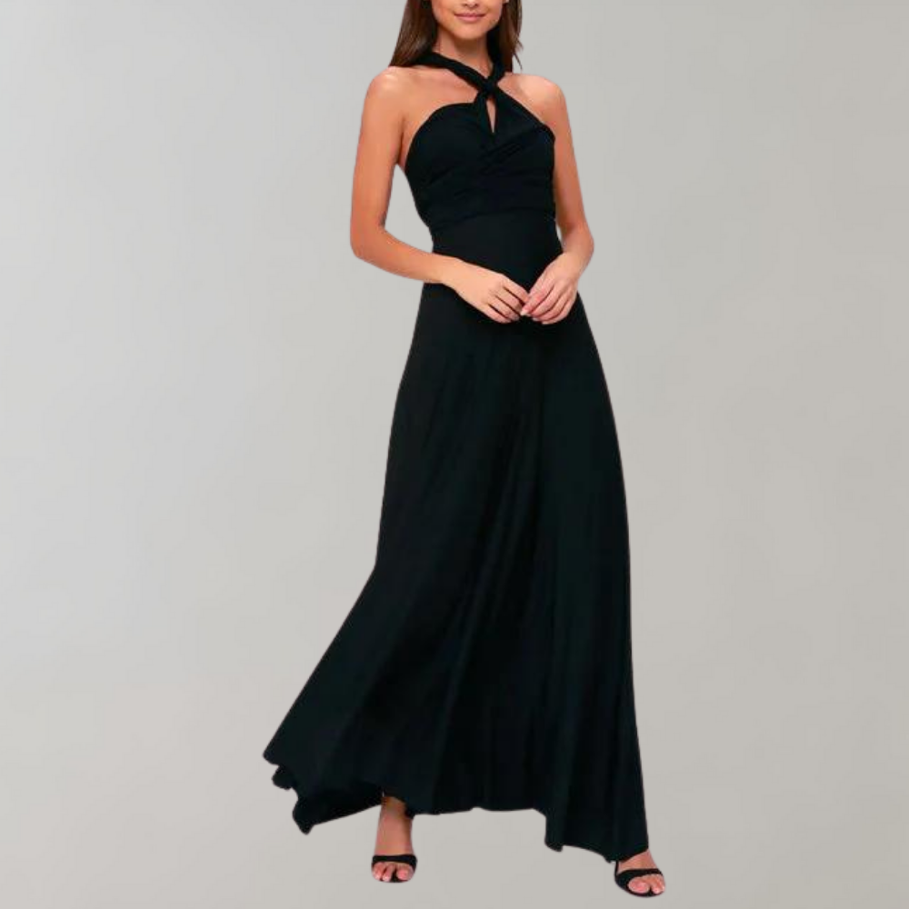 Tia - Elegant Wrap Dress for Women-Black-S-State of Style