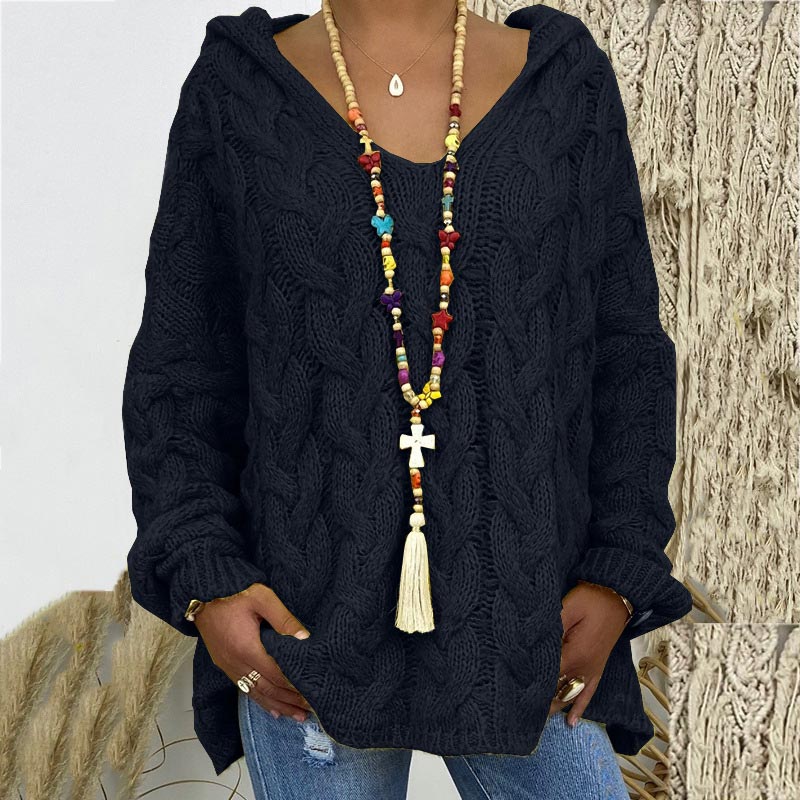 Timeless Cable Knit Sweater for Women - Maelle-Black-S-State of Style
