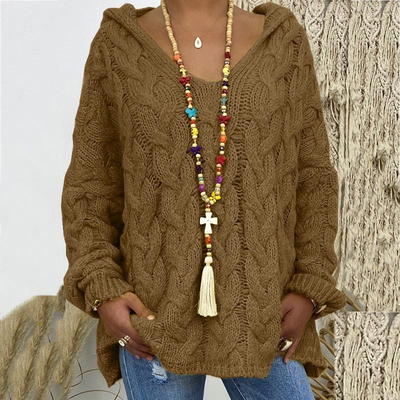 Timeless Cable Knit Sweater for Women - Maelle-Coffee-S-State of Style