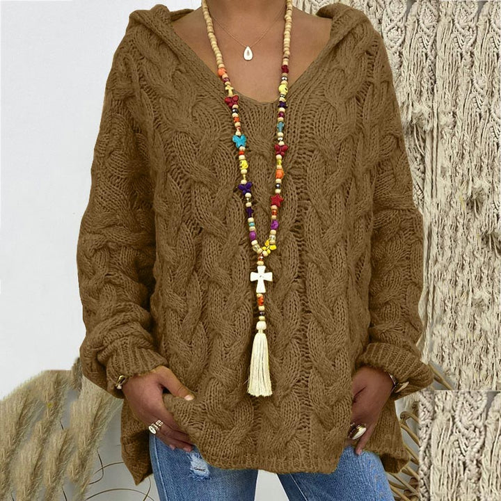 Timeless Cable Knit Sweater for Women - Maelle-Coffee-S-State of Style