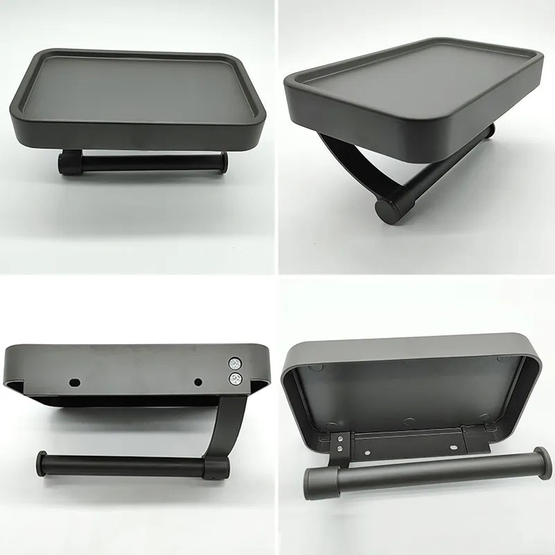 Toilet roll holder with shelf - Stalux-Black-State of Style