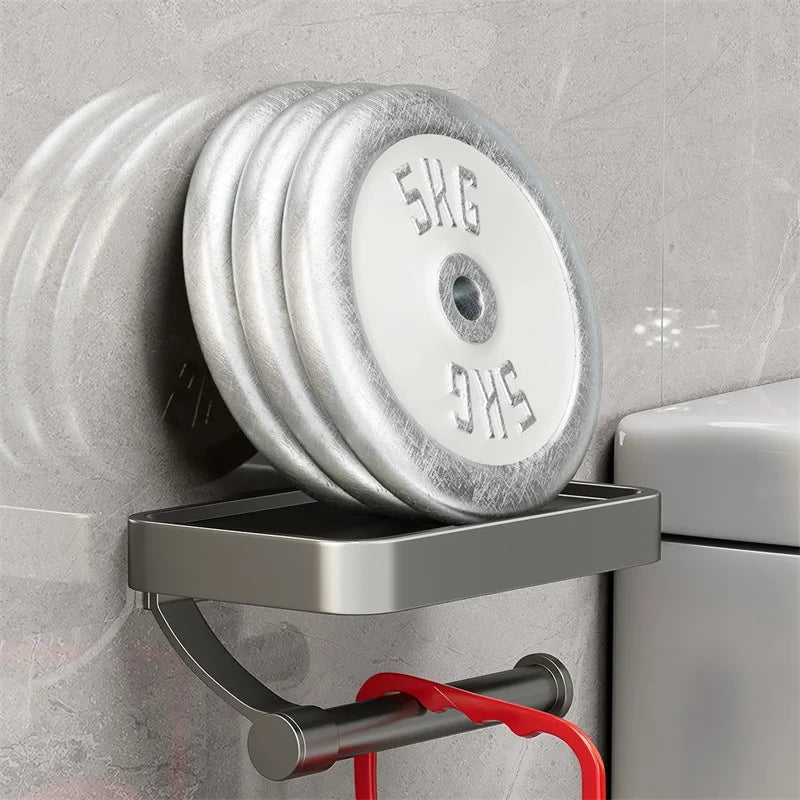 Toilet roll holder with shelf - Stalux-Black-State of Style
