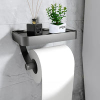 Toilet roll holder with shelf - Stalux-Black-State of Style