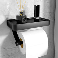 Toilet roll holder with shelf - Stalux-Black-State of Style