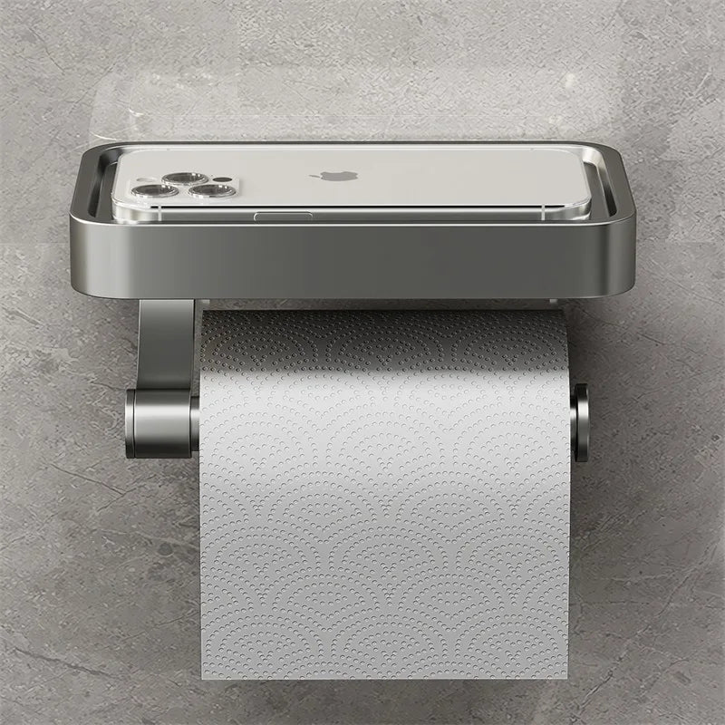 Toilet roll holder with shelf - Stalux-Grey-State of Style