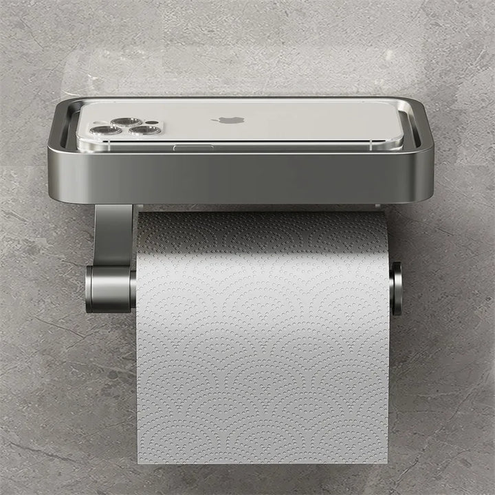 Toilet roll holder with shelf - Stalux-Grey-State of Style