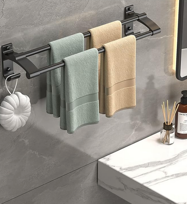Towel Holder with Hooks - DrySpace-2 rods-40 cm-State of Style