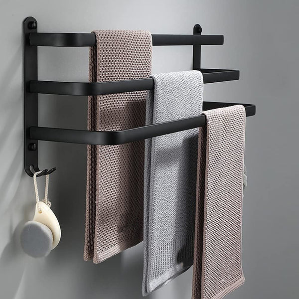 Towel Holder with Hooks - DrySpace-3 rods-40 cm-State of Style