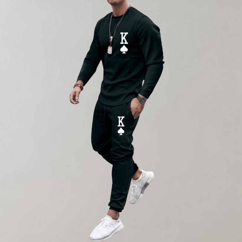Tracksuit with Letter Print for Men - Thor-Black-S-State of Style