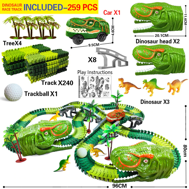 Train Set – DinoTrack-Set 1: 168 pieces Train Set + 1 Dino + 1 Train Car-State of Style