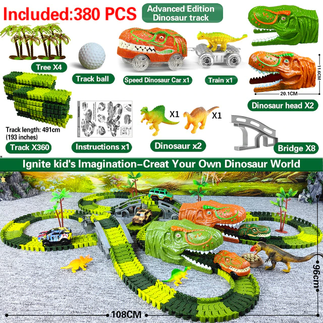 Train Set – DinoTrack-Set 1: 168 pieces Train Set + 1 Dino + 1 Train Car-State of Style