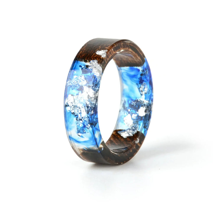 Transparent Wood Resin Ring | Unique Nature-Inspired Jewellery-Blue-17mm-State of Style