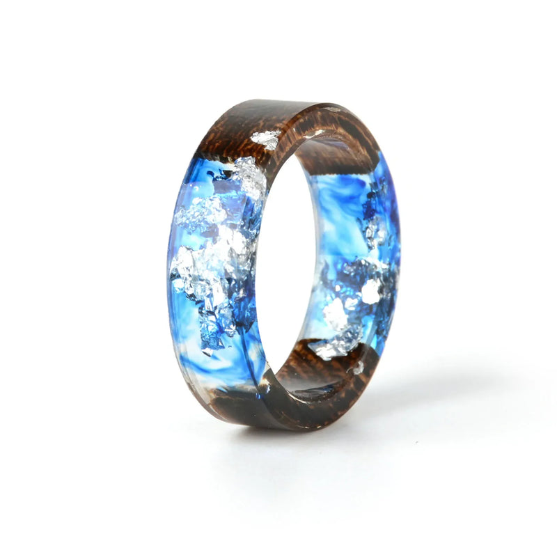 Transparent Wood Resin Ring | Unique Nature-Inspired Jewellery-Blue-17mm-State of Style