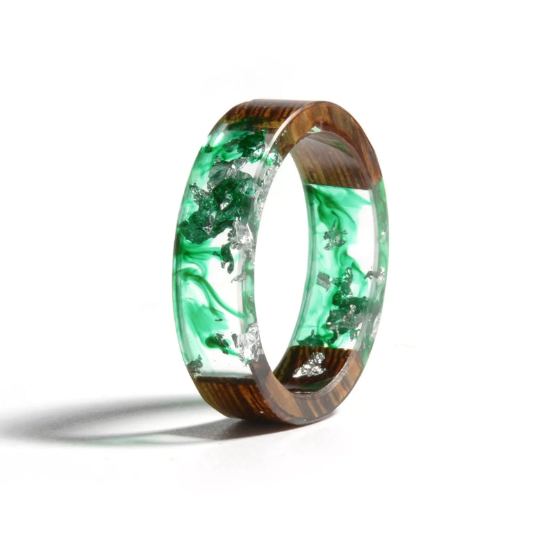 Transparent Wood Resin Ring | Unique Nature-Inspired Jewellery-Green-17mm-State of Style