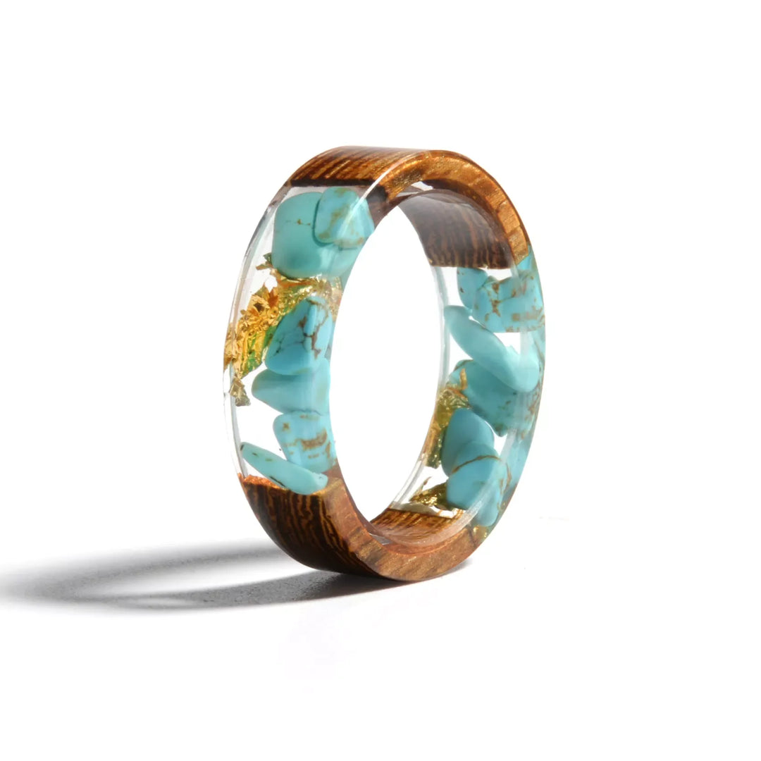 Transparent Wood Resin Ring | Unique Nature-Inspired Jewellery-Light Blue-17mm-State of Style