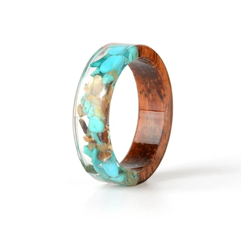 Transparent Wood Resin Ring | Unique Nature-Inspired Jewellery-Light Blue 2-17mm-State of Style