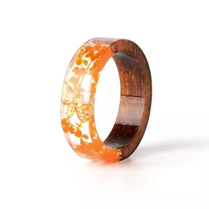 Transparent Wood Resin Ring | Unique Nature-Inspired Jewellery-Orange-17mm-State of Style