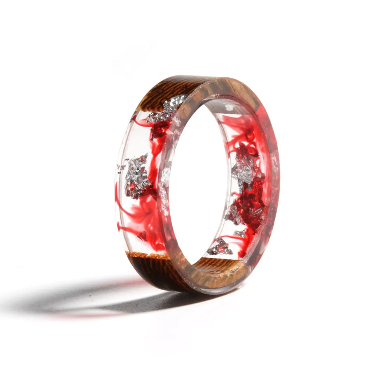 Transparent Wood Resin Ring | Unique Nature-Inspired Jewellery-Red-17mm-State of Style
