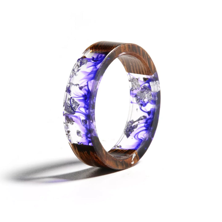 Transparent Wood Resin Ring | Unique Nature-Inspired Jewellery-Royal Blue-17mm-State of Style