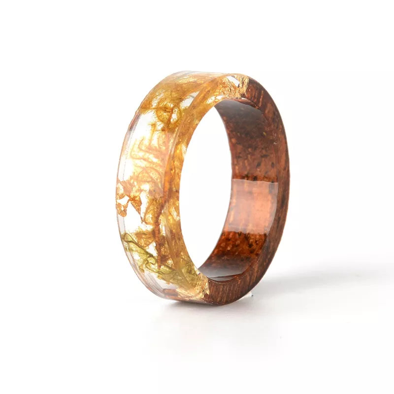 Transparent Wood Resin Ring | Unique Nature-Inspired Jewellery-Yellow-17mm-State of Style