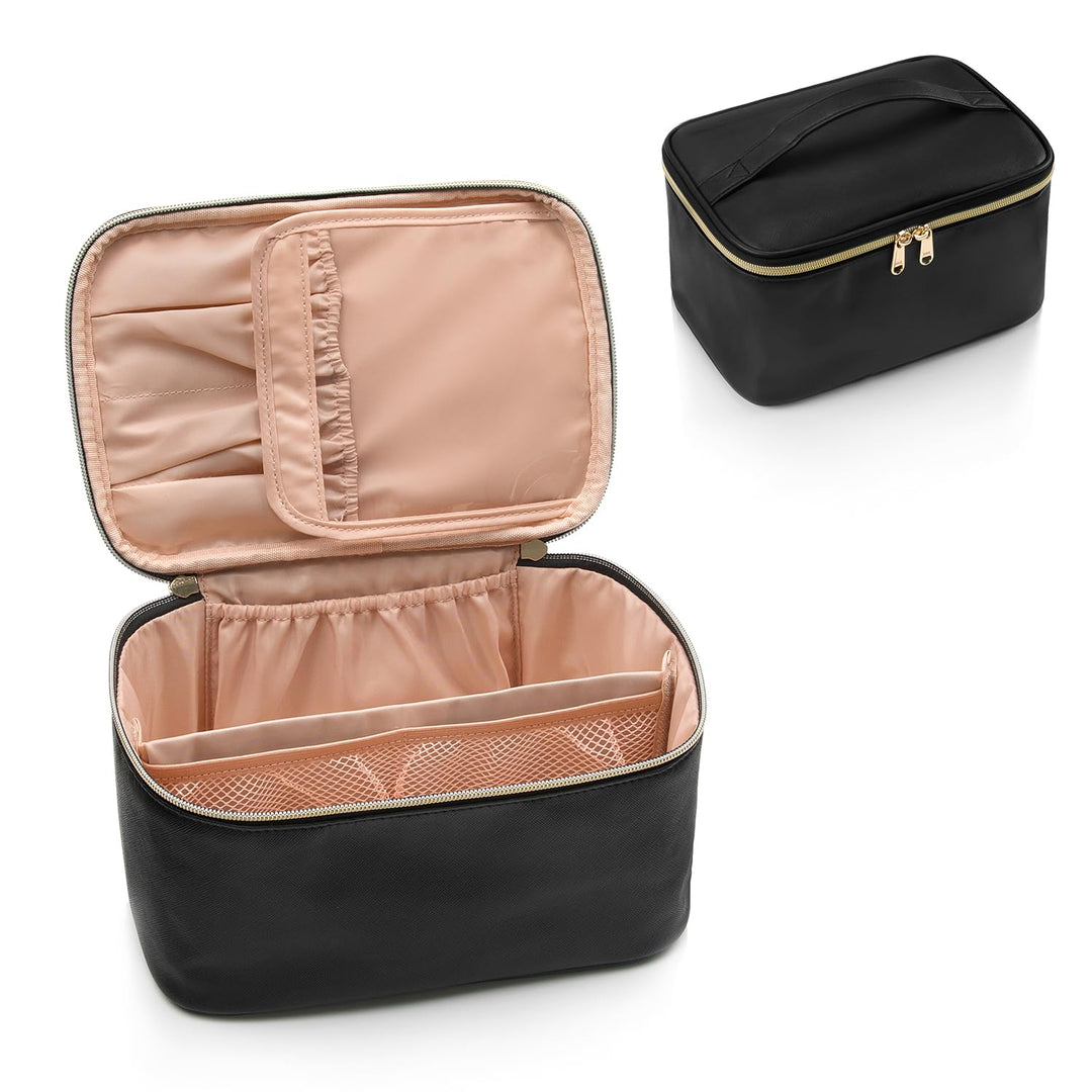 Travel-friendly Make-up Organizer with Dividers-Black-State of Style