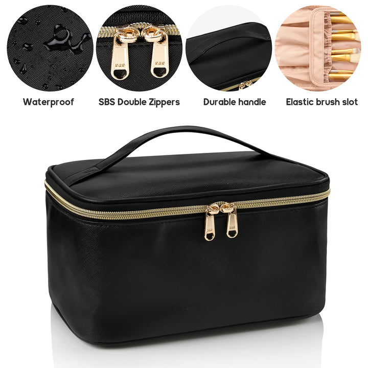 Travel-friendly Make-up Organizer with Dividers-Black-State of Style