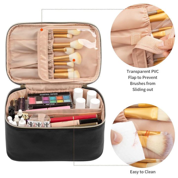Travel-friendly Make-up Organizer with Dividers-Black-State of Style