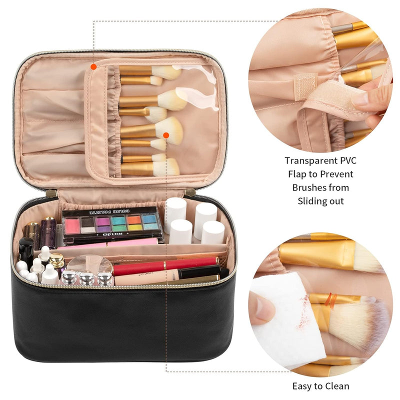 Travel-friendly Make-up Organizer with Dividers-Black-State of Style