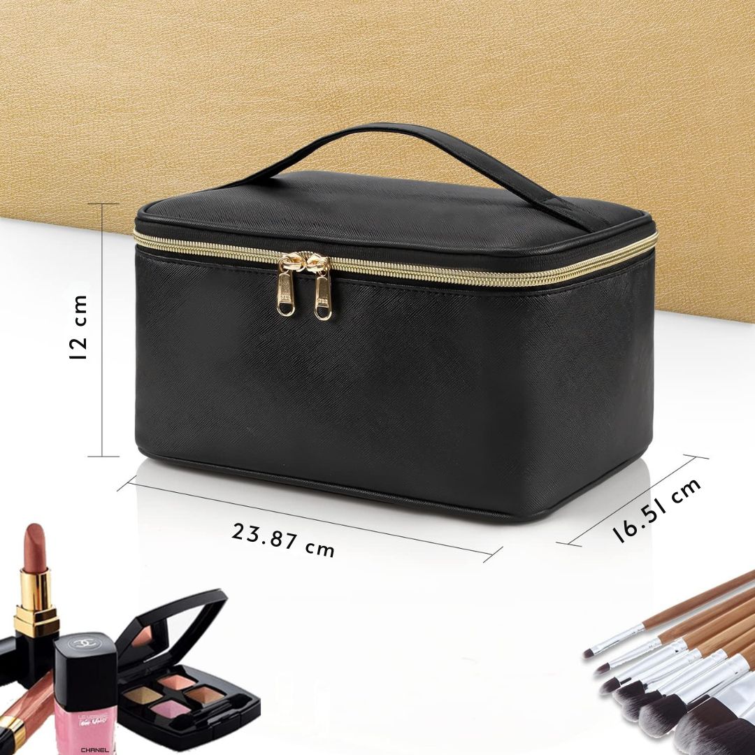 Travel-friendly Make-up Organizer with Dividers-Black-State of Style