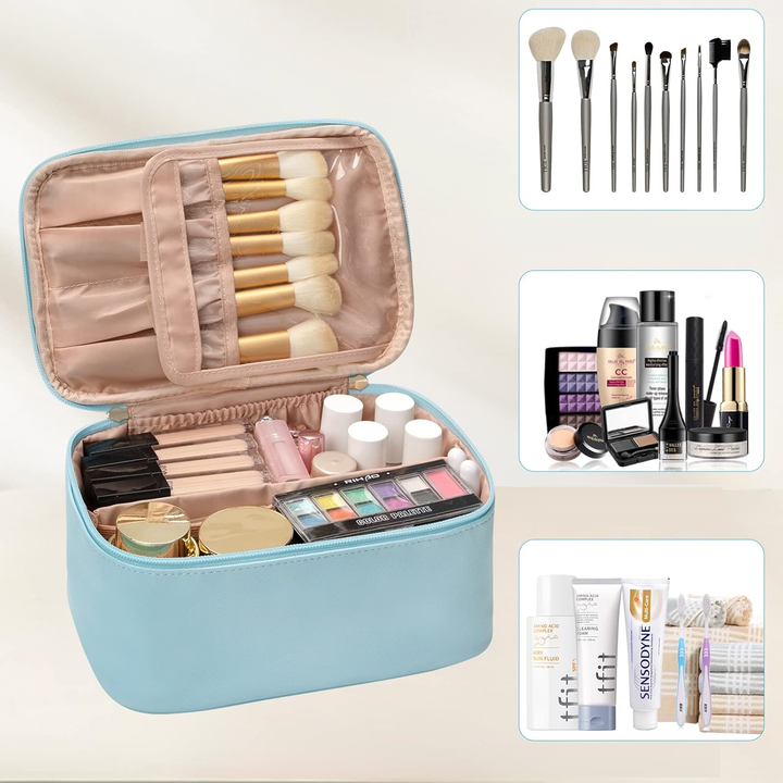 Travel-friendly Make-up Organizer with Dividers-Black-State of Style