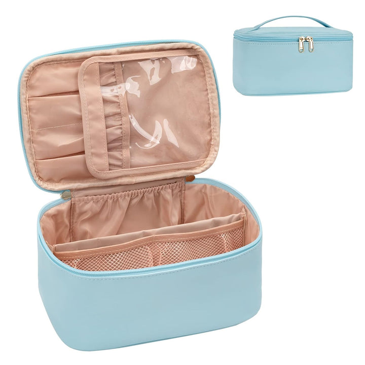 Travel-friendly Make-up Organizer with Dividers-Blue-State of Style