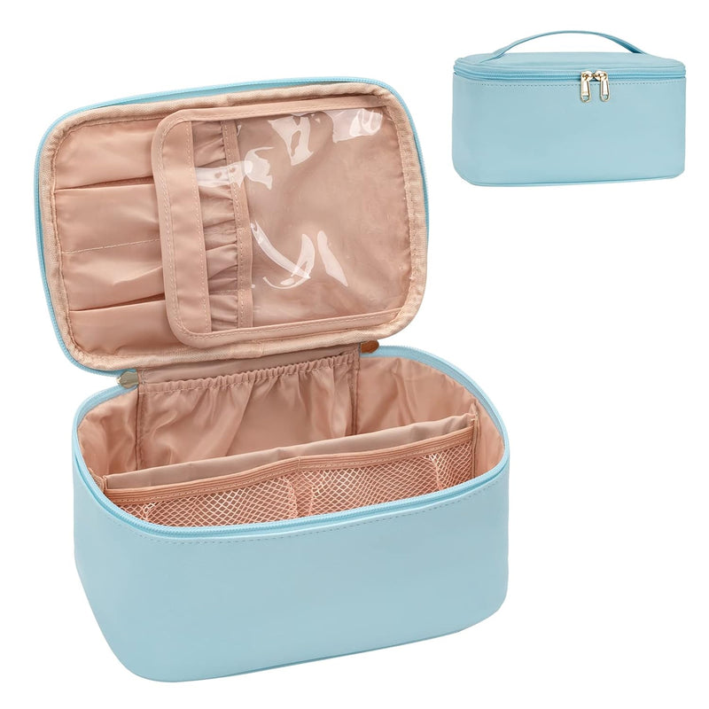 Travel-friendly Make-up Organizer with Dividers-Blue-State of Style