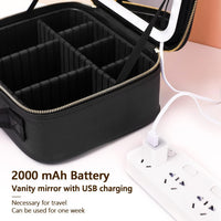 Travel Make-up Organizer with LED Mirror-Black-State of Style
