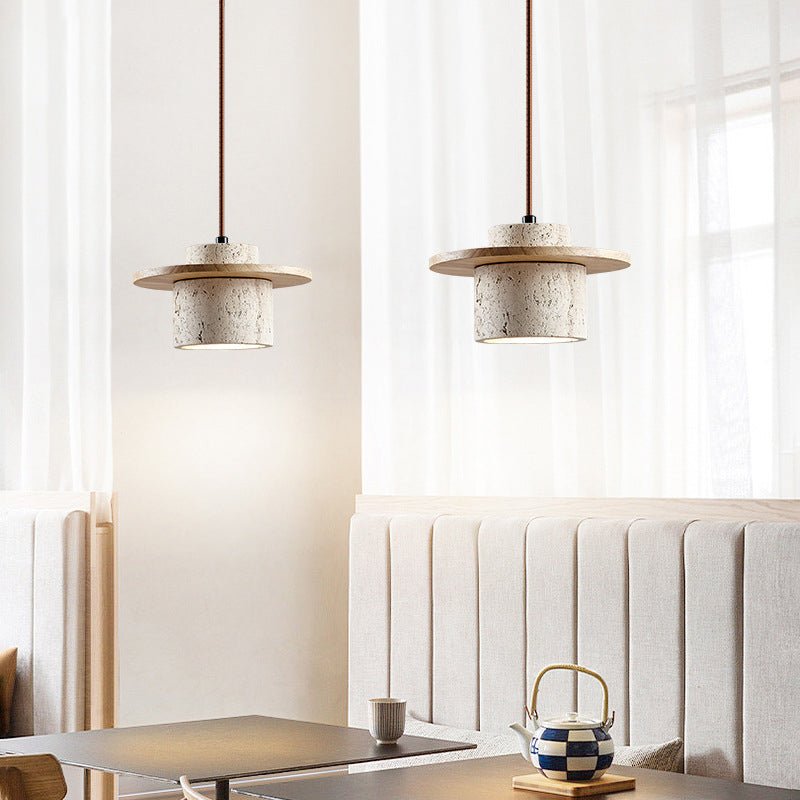 Travertine Pendant Lamp for Natural Luxury - StoneGlow-Walnut-State of Style
