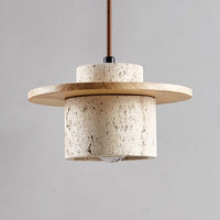 Travertine Pendant Lamp for Natural Luxury - StoneGlow-Walnut-State of Style