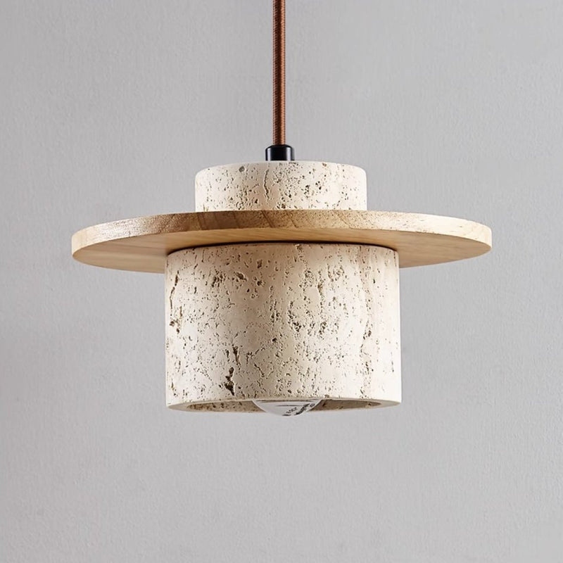 Travertine Pendant Lamp for Natural Luxury - StoneGlow-Walnut-State of Style