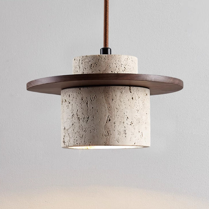 Travertine Pendant Lamp for Natural Luxury - StoneGlow-Walnut-State of Style