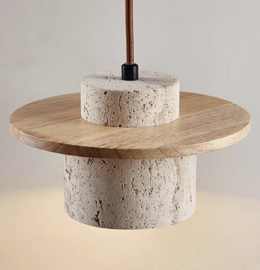 Travertine Pendant Lamp for Natural Luxury - StoneGlow-Walnut-State of Style
