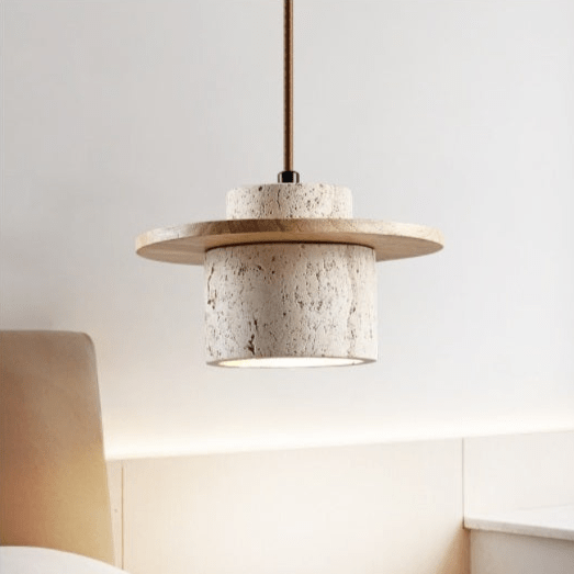 Travertine Pendant Lamp for Natural Luxury - StoneGlow-Walnut-State of Style