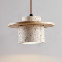 Travertine Pendant Lamp for Natural Luxury - StoneGlow-Wooden-State of Style