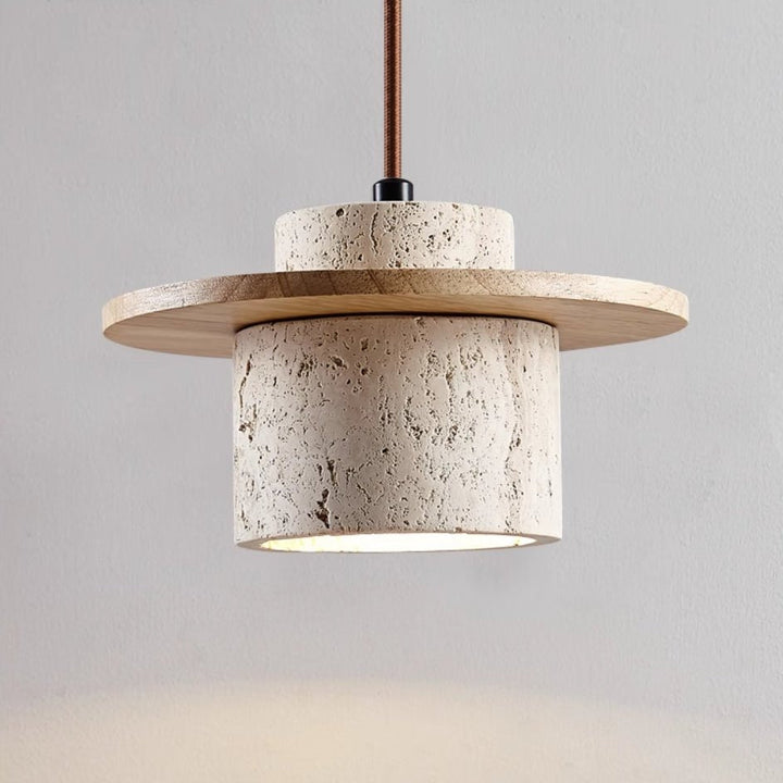 Travertine Pendant Lamp for Natural Luxury - StoneGlow-Wooden-State of Style