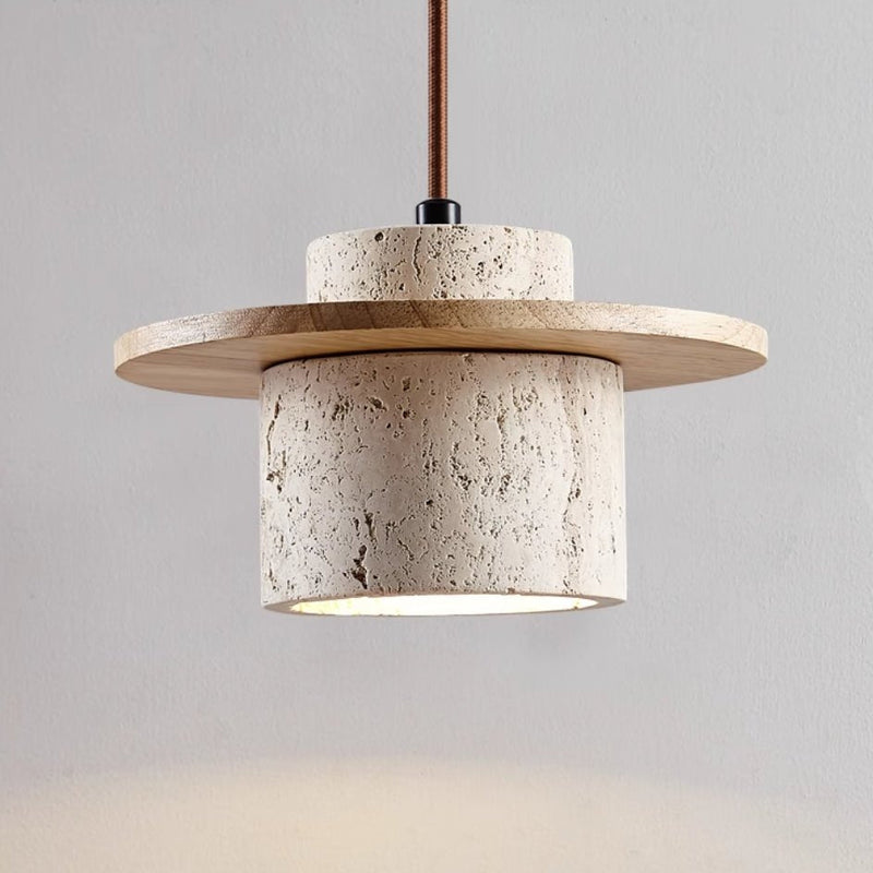 Travertine Pendant Lamp for Natural Luxury - StoneGlow-Wooden-State of Style
