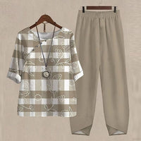 Trendy 2-Piece Spring and Summer Set - LenaDuo-Khaki-S-State of Style